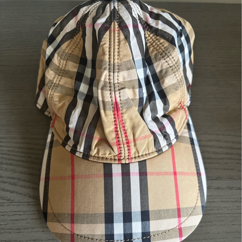 Burberry Tan and Cream Checkered Hat